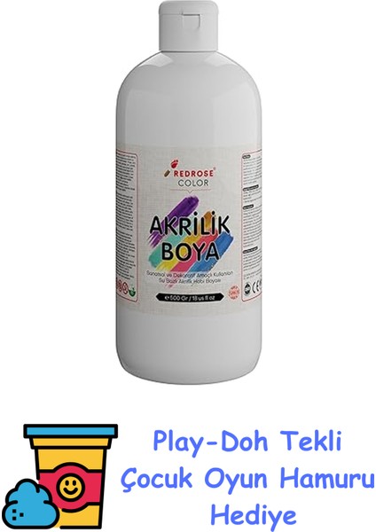 Beyaz Akrilik Boya 500 gr + Play-Doh Oyun Hamuru
