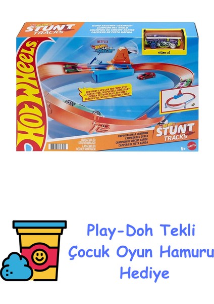 Rapid Raceway Şampiyon Oyun Seti Hot Wheels Şampiyonluk Parkuru Yarış Seti - Hızlı Parkur GJM75 GJM75 + Play-Doh Oyun Hamuru