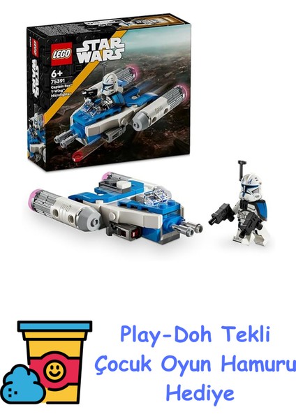 Star Wars: Klon Savaşları Yüzbaşı Rex Y-Wing Mikro Savaşçı 75391-6 Yaş ve Üzeri Çocuklar Için Yaratıcı Oyuncak Yapım Seti (99 Parça) + Play-Doh Oyun Hamuru