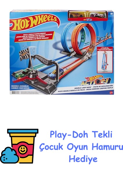Çift Çemberde Depar Pist Seti, 5 Yaş ve Üzeri, GFH85 + Play-Doh Oyun Hamuru