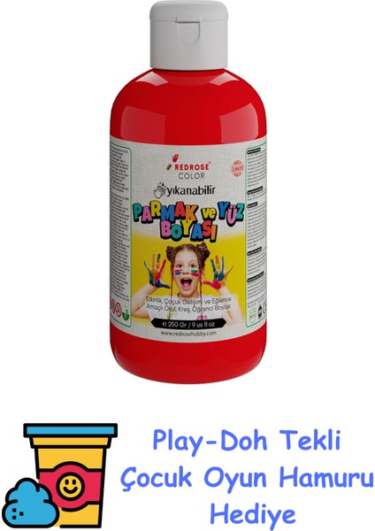 Kırmızı Parmak Boyası 250 gr + Play-Doh Oyun Hamuru