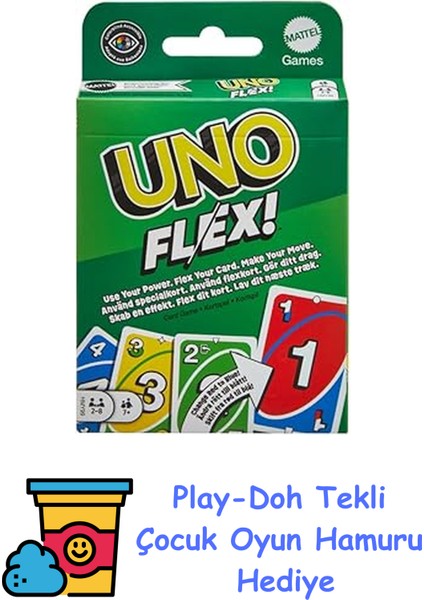 Uno Flex™ Aileler Için Eğlenceli Oyun Gecelerine Ilham Veren Uno™ Flex Kart Oyunu HMY99 + Play-Doh Oyun Hamuru