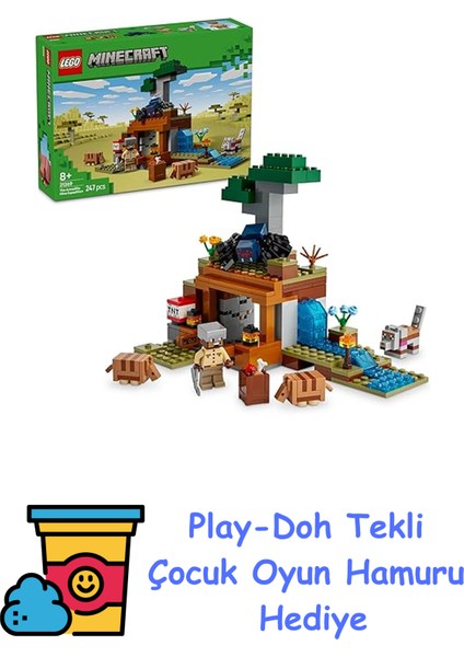 Minecraft Armadillo Maden Keşfi 21269 – 8 Yaş ve Üzeri Erkek ve Kız Çocuklar Için Mağara Örümceği ve Kurt Figürleri Içeren Rol Yapım Oyuncağı Yapım Seti, Doğum Gü + Play-Doh Oyun Hamuru