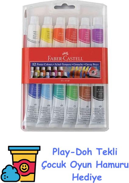 Tüp Guaj Boya, 12 Renk + Play-Doh Oyun Hamuru