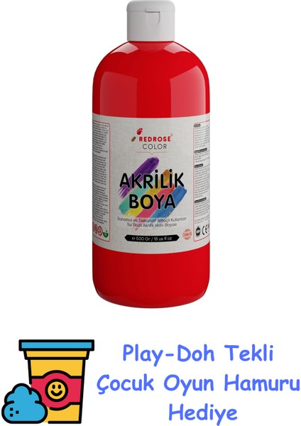 Kırmızı Akrilik Boya 500 gr + Play-Doh Oyun Hamuru