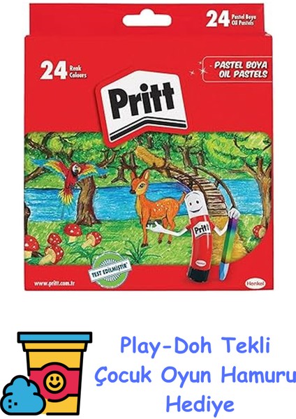 24'lü Pastel Boya - Karton Kutu + Play-Doh Oyun Hamuru