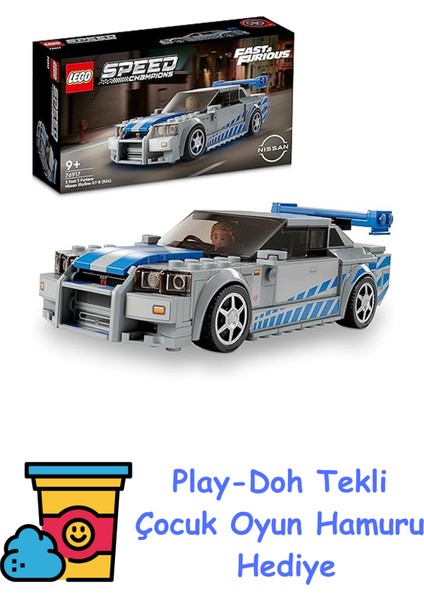 Speed Champions Daha Hızlı Daha Öfkeli Nissan Skyline Gt-R (R34) 76917 (319 Parça) + Play-Doh Oyun Hamuru