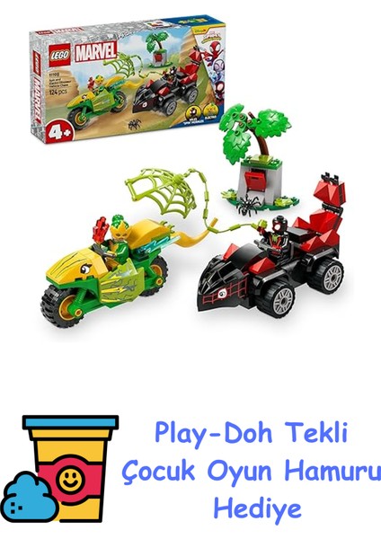 | Marvel Spidey ve Inanılmaz Arkadaşları Spin ve Electro Dinozor Aracı Takibi 11198-4 Yaş ve Üzeri Erkek ve Kız Çocuklar Için Yaratıcı Oyuncak Yapım Seti (124 Par + Play-Doh Oyun Hamuru