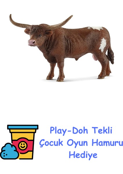 13866 T Longhorn Boğa, Renkli + Play-Doh Oyun Hamuru