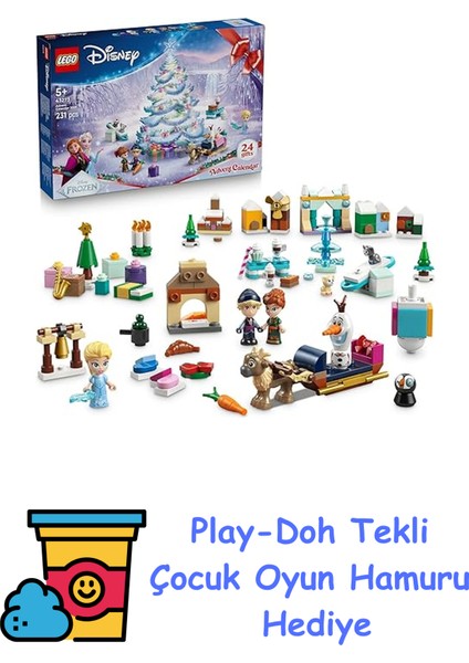 ǀ Disney Karlar Ülkesi 2025 Yılbaşı Takvimi 43273 – 5 Yaş ve Üzeri Prenses Seven Çocuklar Için Yaratıcı Oyuncak Yapım Seti, Eğlenceli Yılbaşı Hediyesi ve Sürprizl + Play-Doh Oyun Hamuru