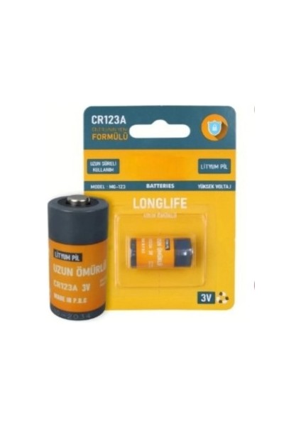 1 Adet CR123A 3 Volt Lityum Fotoğrraf Makinesi Pili Cr 123A 3V Başlıklı Pil