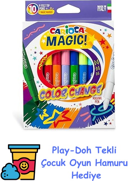 Carıoca 10+2 Renk Sihirli Keçeli Kalem 42737 + Play-Doh Oyun Hamuru