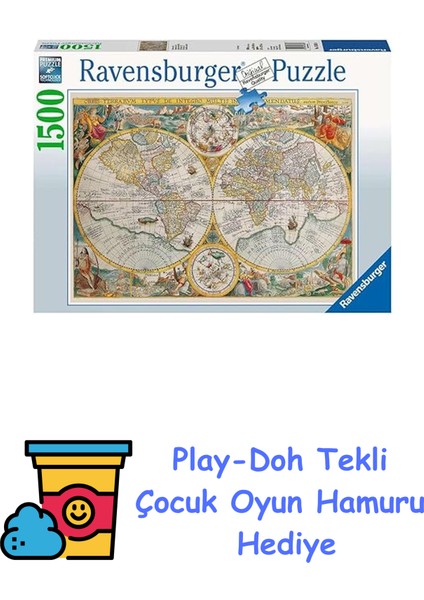 1500P Puzzle Tarihi Harita, Yapboz + Play-Doh Oyun Hamuru
