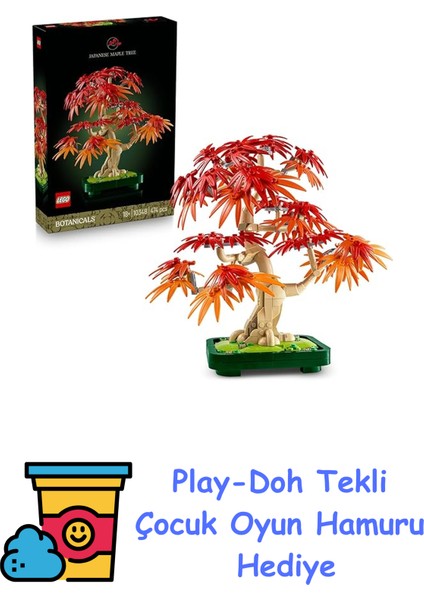 Botanicals Japon Kırmızı Akçaağaç Bonsai Ağacı 10348 - Yetişkinler Için Dekoratif Yapım Seti, Bitki Severler Için Yaratıcı Hediye Fikri, Doğum Günü Hediyesi (474 + Play-Doh Oyun Hamuru