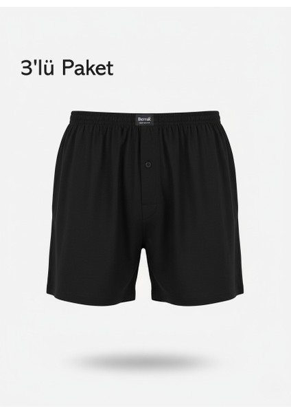 Şort Külot Battal Beden %100 Pamuklu Cotton 3'lü Paket Düğmeli Rahat Model