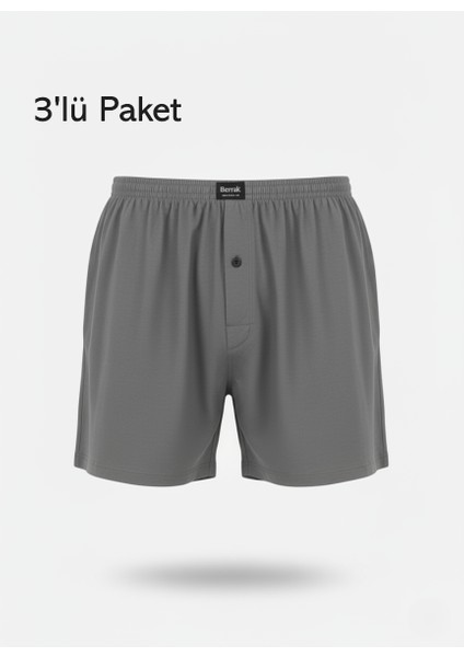 Şort Külot Battal Beden %100 Pamuklu Cotton 3'lü Paket Düğmeli Rahat Model