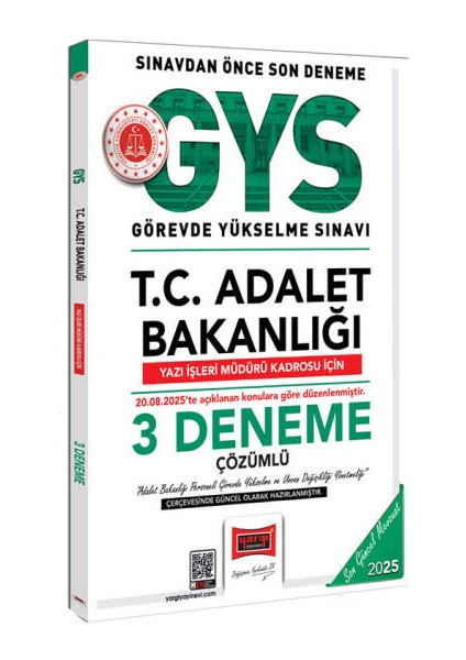 Yargı Yayınları 2025 T.c. Adalet Bakanlığı Yazı Işleri Müdürü Kadrosu Için 3 Deneme