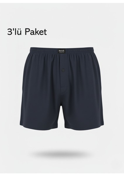 Şort Külot Battal Beden %100 Pamuklu Cotton 3'lü Paket Düğmeli Rahat Model