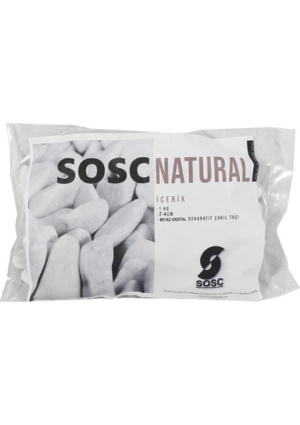 Sosc Natural Beyaz Dolomit Dekoratif Çakıl Taşı, Iç ve Dış Mekan Peyzaj Için, 2-4 Cm, 1 Kg, Bahçe Saksı Süsü fırsatları