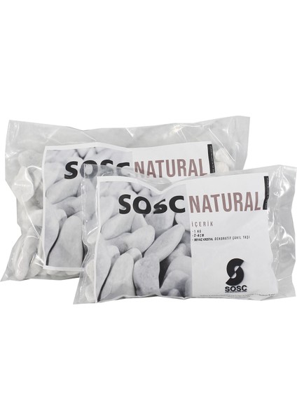 Sosc Natural Beyaz Dolomit Dekoratif Çakıl Taşı, Iç ve Dış Mekan Peyzaj Için, 2-4 Cm, 1 Kg, Bahçe Saksı Süsü indirimleri