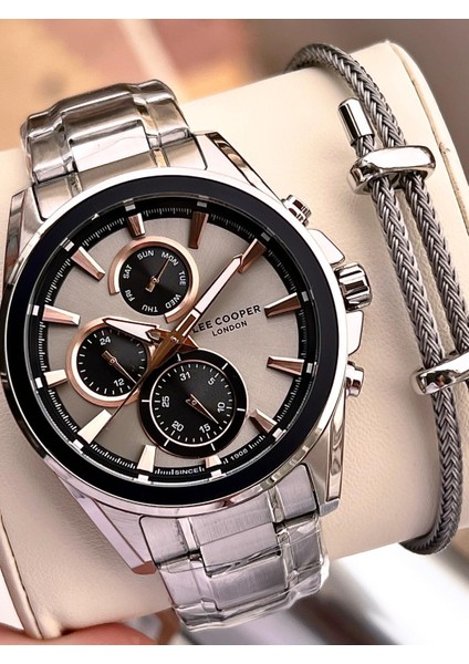 Premium Nişan ve Damatlara Özel 2 Yıl Garantili 5 Atm Erkek Kol Saati+Bileklik E08249.360