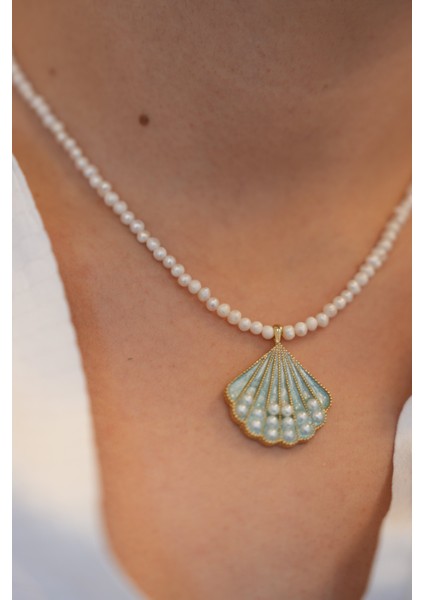 Açık Mavi Gerçek Tatlı Su Incili Istiridye Kolye fiyatları