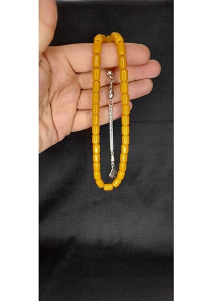 Çubuk Kehribar Tesbih Kapsül Kesim Sarı Renk HEDİYE T-350