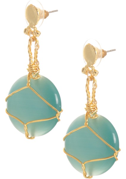 Kadın Çivili Model Altın Renk Tel Sarma Tasarım Kedigözü Küpe