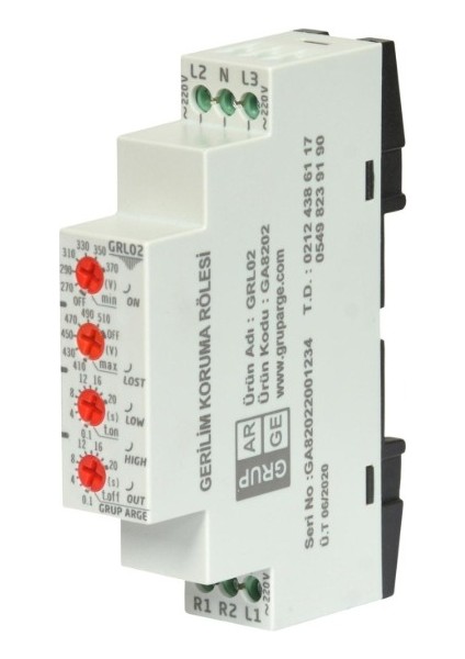 (GA8201) (GRL01) Gerilim Koruma Rölesi (Monofaze Uyumlu)