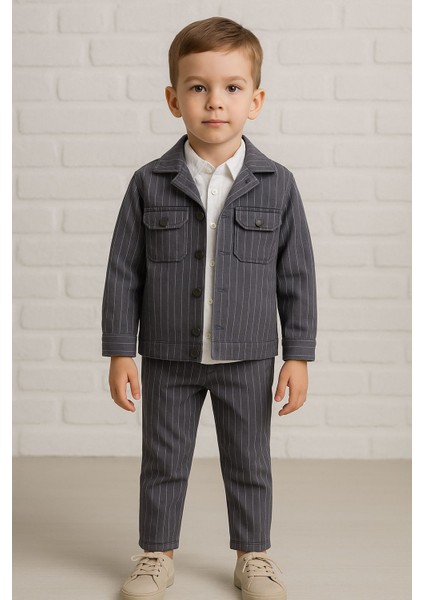 Erkek Çocuk Ceketli Takım 3 Parça Özel Gün Takım Gömlek Ceket Pantolon