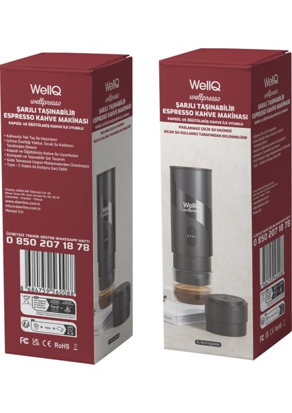 Wellpresso Taşınabilir Şarjlı Espresso Kahve Makinesi