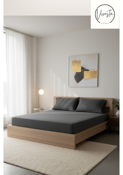 180X200 Çift Kişilik Lastikli Çarşaf Seti + 2 Adet 50X70 Yastık Kılıfı | Kaymaz, Yumuşak Kullanım