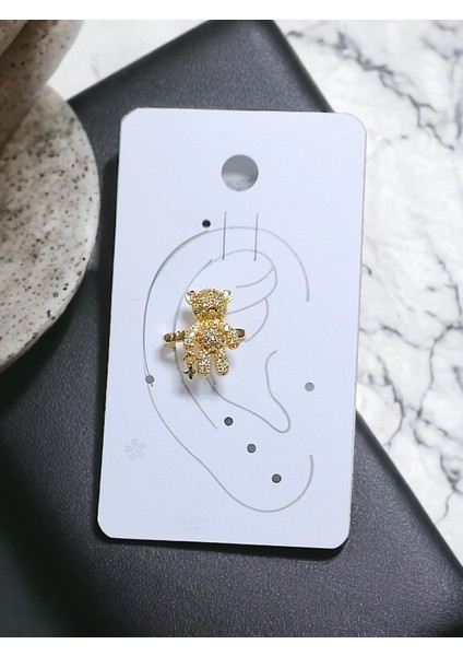 Earcuff Çelik Zirkon Taşlı Teddy Model Altın Renk Kıkırdak Küpe fiyatları