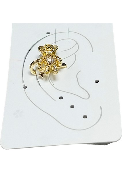 Earcuff Çelik Zirkon Taşlı Teddy Model Altın Renk Kıkırdak Küpe fırsatları