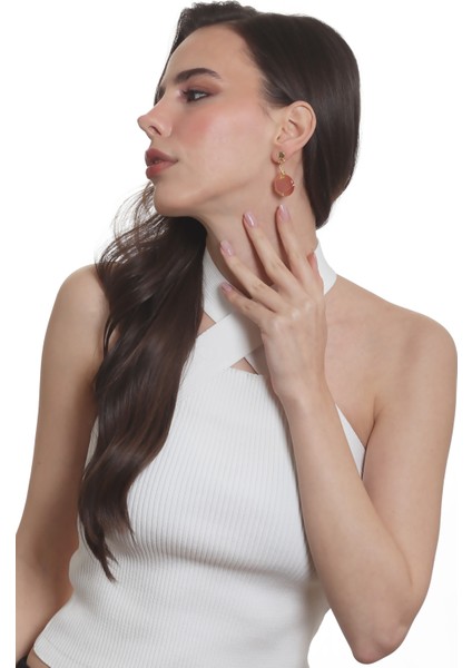 Kadın Çivili Model Altın Renk Tel Sarma Tasarım Kedigözü Küpe