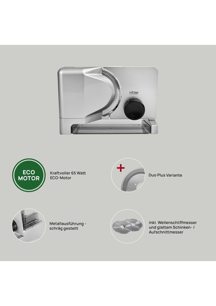Rıtter E 16 Duo Plus | Çift Bıçaklı (Tırtıklı & Düz) Eco Motorlu Metal Dilimleyici | Made In Germany indirimleri