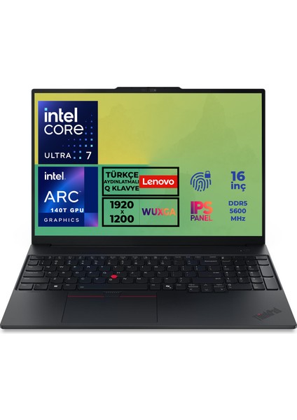 Thinkpad E16 G3 Ultra 7 255H 32GB 512GB SSD 16" Wuxga Windows 11 Pro Notebook 21SR006RTX 019