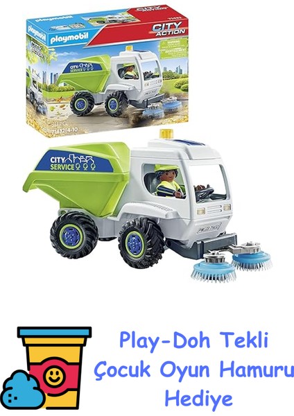 City Action 71432 Süpürge, Şehir Temizliği, Döner Süpürme Fırçaları, 4 Yaş ve Üzeri Çocuklar Için Oyuncak + Play-Doh Oyun Hamuru