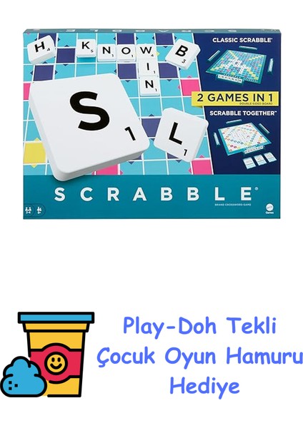 Scrabble Orijinal Ikisi Bir Arada Ingilizce, 8y+, HWD43 + Play-Doh Oyun Hamuru