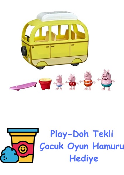 Peppa's Adventures Peppa's Beach Mobile, Tekerlekli Araç, Okul Öncesi Oyuncak: 10 Adet, 3 Yaş ve Üzeri + Play-Doh Oyun Hamuru