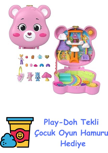 ™ Care Bears Mikro Oyun Seti Polly Pocket ve Care Bears Bebekler ve Oyun Seti, Oyuncak Araba ve Temalı Aksesuarlar, Mini Seyahat Oyuncağı JCC14 + Play-Doh Oyun Hamuru