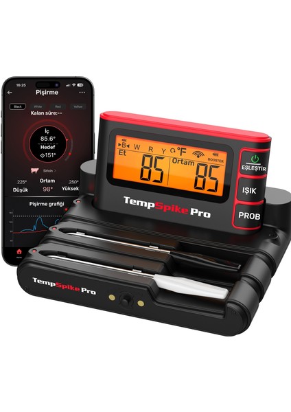 TP980-2 Şarjlı 320M Kablosuz Alarmlı 2problu App, Monitörlü Profesyonel Gıda Termometresi