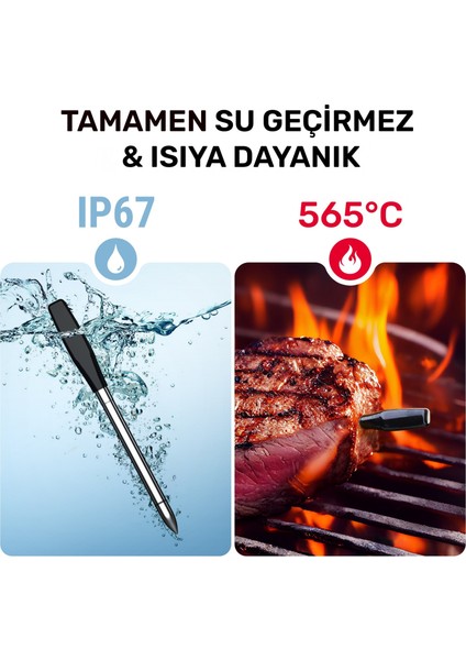 TP980-2 Şarjlı 320M Kablosuz Alarmlı 2problu App, Monitörlü Profesyonel Gıda Termometresi modelleri