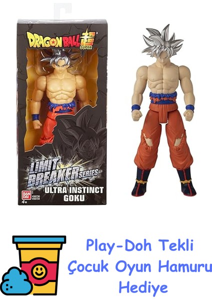 Dragon Ball Z Bandaı, Ultra Instinct Goku - 30 cm Dragon Ball Sınır Tanımaz Serisi Figürleri + Play-Doh Oyun Hamuru