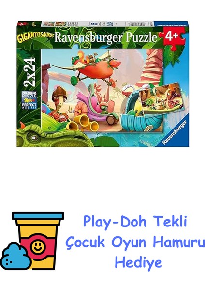 2X24P Puz Gigantosaurus + Play-Doh Oyun Hamuru
