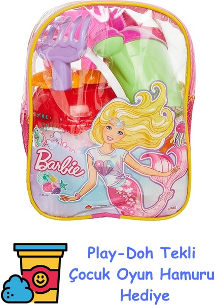 3500 Barbıe Resimli Sırt Çantalı Plaj Set, Birden Fazla Renk + Play-Doh Oyun Hamuru