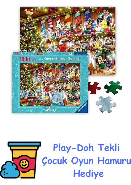 1000P Puzzle Disney Yılbaşı, Yapboz + Play-Doh Oyun Hamuru