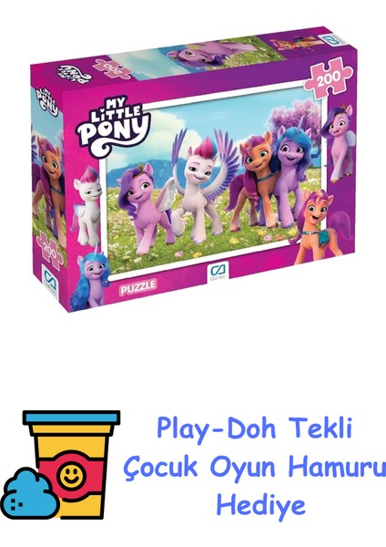 My Little Pony Lisanslı 200 Parça 33X48CM Çocuk Puzzle Yapboz Serisi + Play-Doh Oyun Hamuru