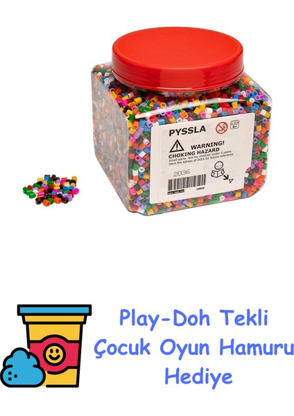 Pyssla Boncuklar, Çeşitli Renklerde Belikli Boncuk Aksesuar Yelpazesi, Çocuklar Için + Play-Doh Oyun Hamuru