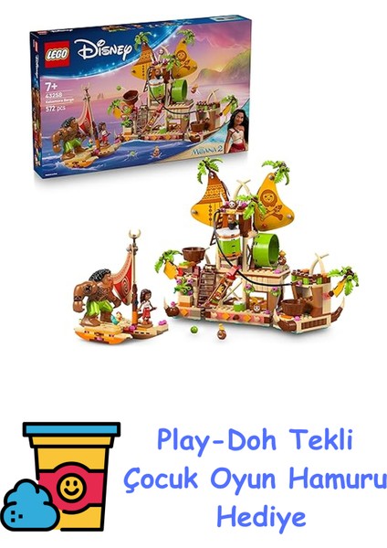 ǀ Disney Moana 2 Kakamora Gemisi 43258-7 Yaş ve Üzeri Disney Hayranı Çocuklar Için Hazine Sandığı ve Gemi Içeren Yaratıcı Oyuncak Yapım Seti, Doğum Günü Hediyesi + Play-Doh Oyun Hamuru